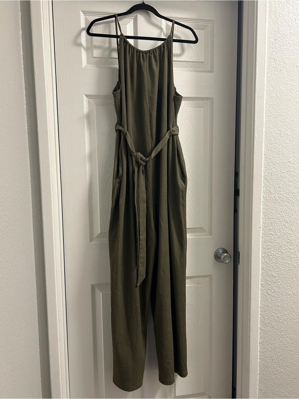H&M Olive Jumpsuit with Self-Tie Waist